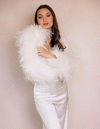 Sienna Feather Sleeves in White - Le NUAGE Luxe