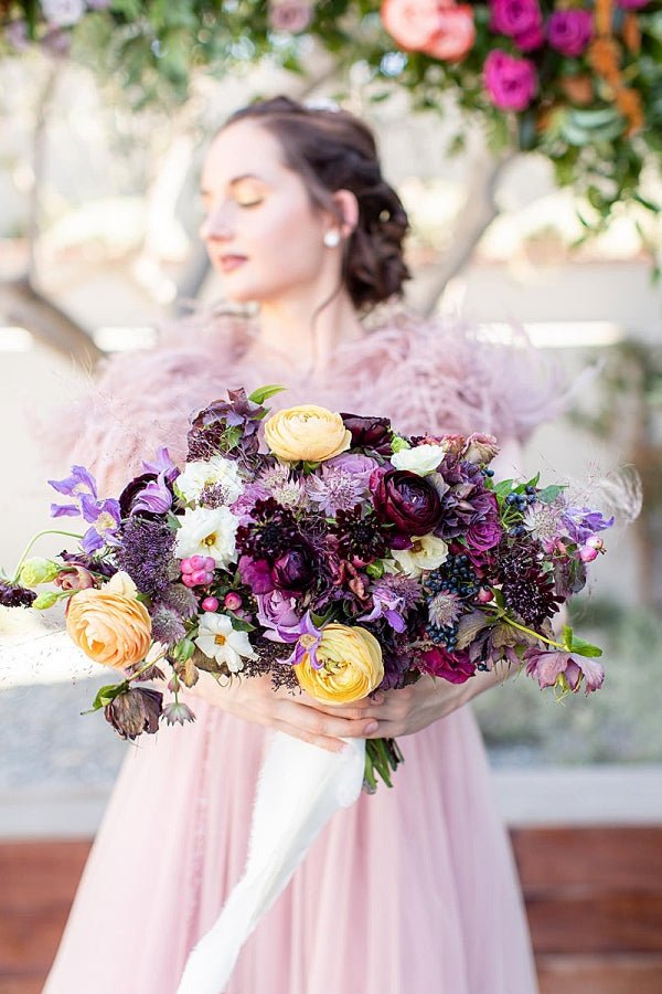 Blush wedding dress feather bolero cape 